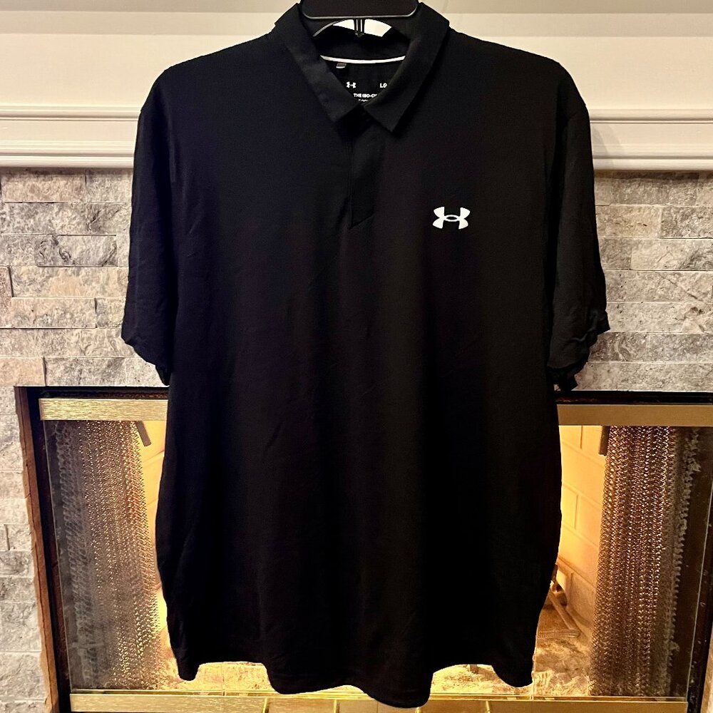 Mens Under Armour Black Iso-Chill Loose Fit Performance Polo Size Large